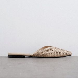 FLAT WOVEN MULES BEIGE